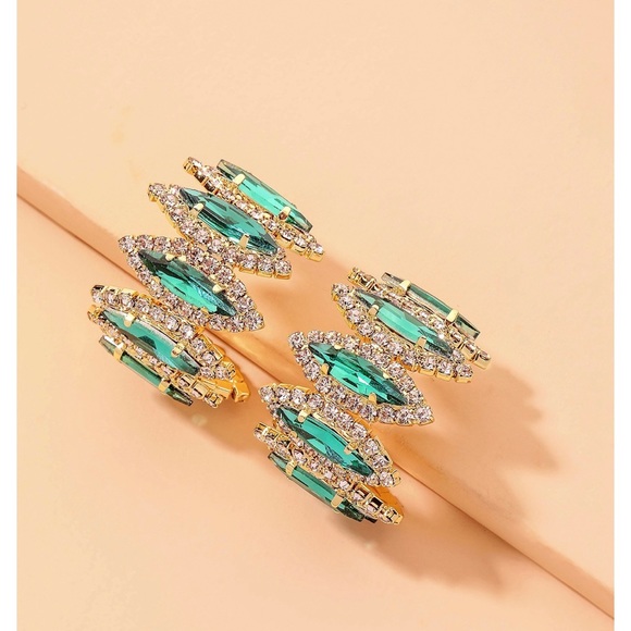 Gold plated Green hoop earrings - Picture 1 of 5